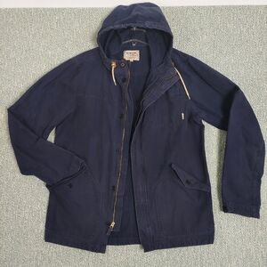 Vintage Burton Drover Coat, MB Marin, Blue, Hooded, Mens Sz L